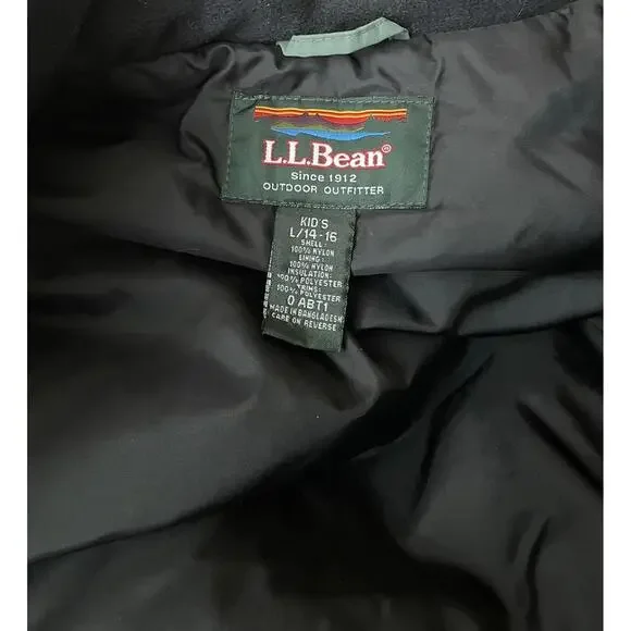 LL Bean Jacket Youth Size Large 14-16 Full Zip Hooded Pockets Lined Winter Boys - Picture 3 of 5